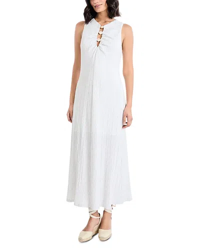 The Good Journey Sleeveless Midi Dress With Front Cutout In White