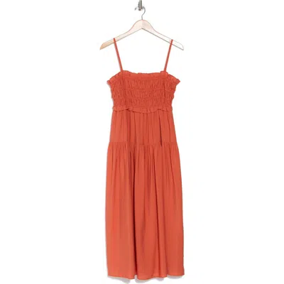 The Good Journey Smocked Tank Dress In Dark Orange