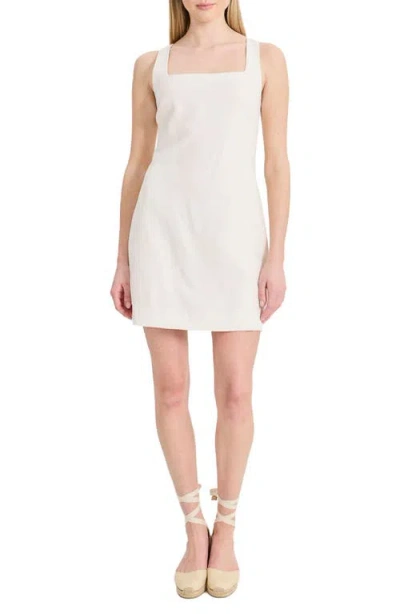 The Good Journey Square Neck Linen Blend Minidress In White