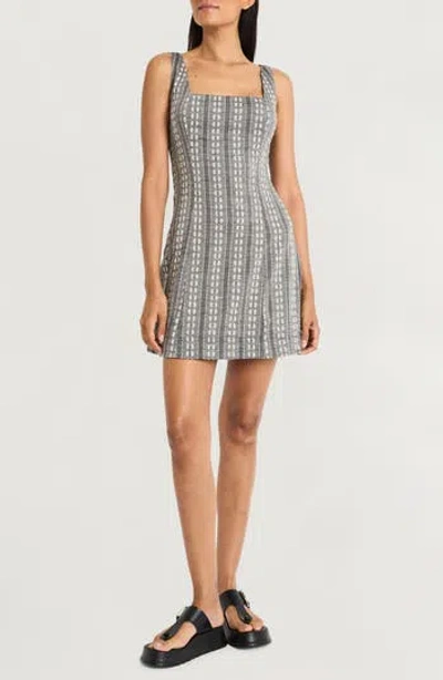 The Good Journey Square Neck Minidress In Ivory/ Black