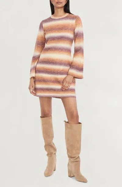 The Good Journey Stripe Long Sleeve Sweater Dress In Multi