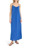 The Good Journey Textured Satin Maxi Dress In Blue
