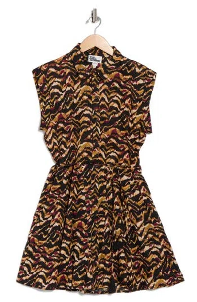 The Good Journey Tie Waist Cotton Shirtdress In Animal Print