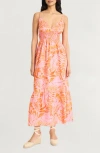 The Good Journey Tiered Cotton Sundress In Pink