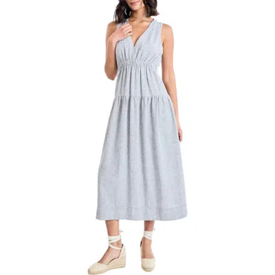 The Good Journey V-neck Back Cutout Midi Dress In Gray