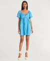 The Good Journey Bubble Sleeve Babydoll Minidress In Blue