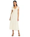 The Good Journey Whimsy Tie Back Woven Dress In Ivory