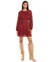 The Good Journey Women's Long Sleeve Mini Dress In Brown