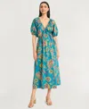 The Good Journey Puff Sleeve Maxi Dress In Blue