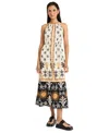 The Good Journey Caravan Palms Mixed Print Midi Dress In Multi