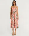 The Good Journey Floral Sleeveless Cotton Smocked Back Midi Dress In Multi