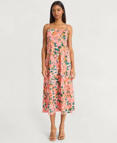 THE GOOD JOURNEY WOMEN'S PRINTED SQUARE-NECK SLEEVEELSS MIDI DRESS