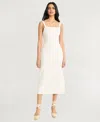 The Good Journey Linen Blend Midi Dress In White