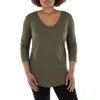 The Good Tee Olive 3/4 Sleeve V-neck Tunic Top