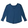The Good Tee The Effortless V-neck Long Sleeve Tee In Blue