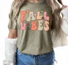 The Graphic Tee Women's Fall Graphic Tee Fall Vibes Retro In Heather Green In Green