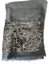 The Gray Crab Women's Sequenced Border Scarf In Bluish Gray