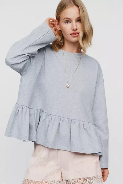 The Great 100% Cotton Ruffle Peplum Tee In Animal Print