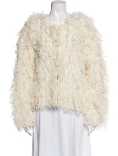 Pre-owned The Great Alpaca Faux Fur Jacket In Neutrals