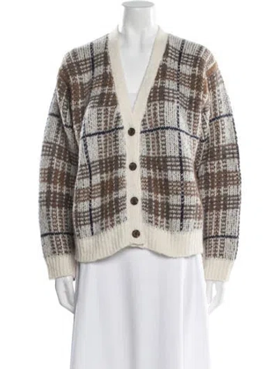 Pre-owned The Great Alpaca Plaid Print Sweater In Neutral