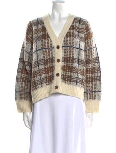 Pre-owned The Great Alpaca Plaid Print Sweater In Neutral