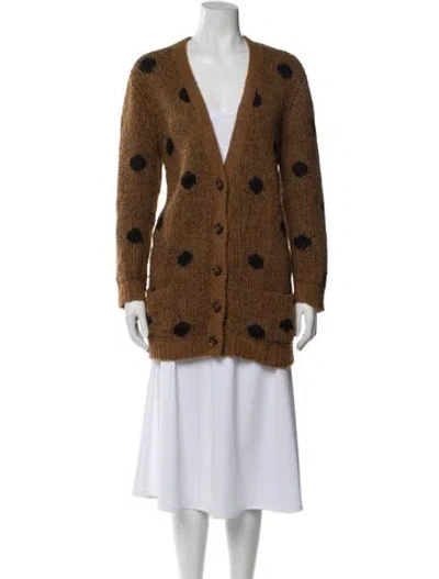 Pre-owned The Great Alpaca Polka Dot Print Sweater In Brown