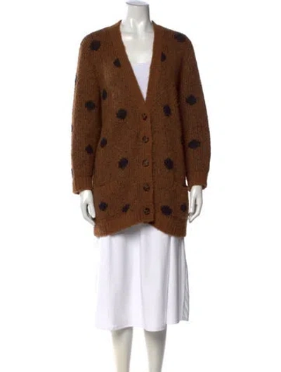 Pre-owned The Great Alpaca Polka Dot Print Sweater In Brown