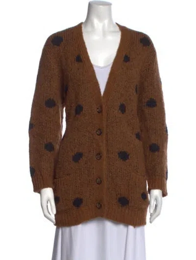 Pre-owned The Great Alpaca Polka Dot Print Sweater In Brown