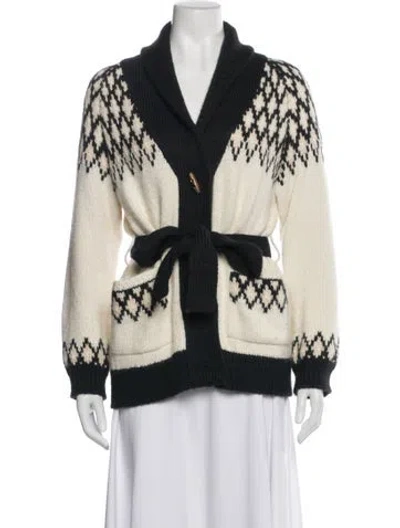 Pre-owned The Great Alpaca Printed Sweater In White