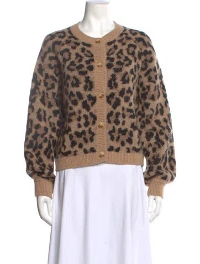 Pre-owned The Great Animal Print Crew Neck Sweater In Brown
