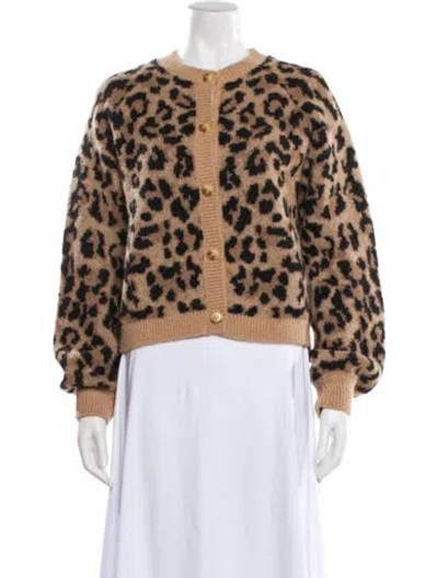 Pre-owned The Great Animal Print Crew Neck Sweater W/ Tags In Brown