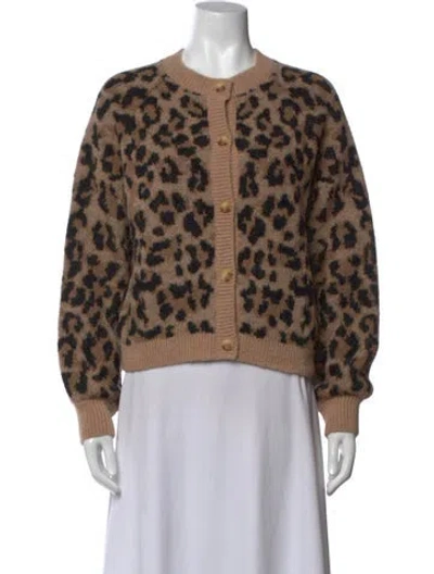 Pre-owned The Great Animal Print Crew Neck Sweater W/ Tags In Brown
