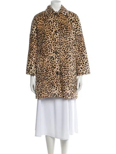 Pre-owned The Great Animal Print Faux Fur Coat In Neutral