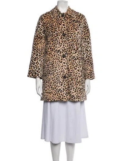 Pre-owned The Great Animal Print Faux Fur Coat In Neutrals