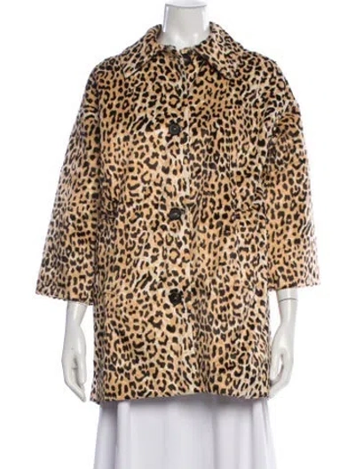 Pre-owned The Great Animal Print Faux Fur Coat W/ Tags In Neutral