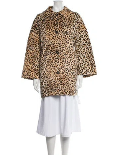 Pre-owned The Great Animal Print Faux Fur Coat W/ Tags In Neutrals