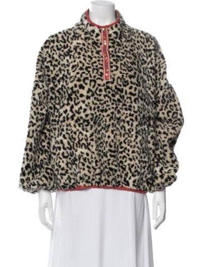 Pre-owned The Great Animal Print Faux Fur Jacket In Red