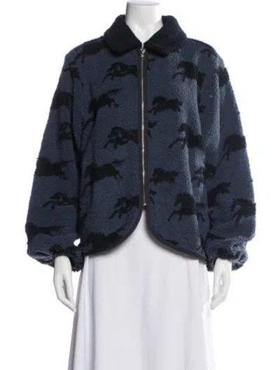 Pre-owned The Great Animal Print Jacket In Blue