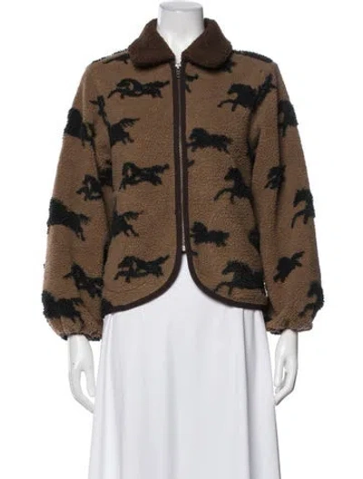 Pre-owned The Great Animal Print Jacket In Brown