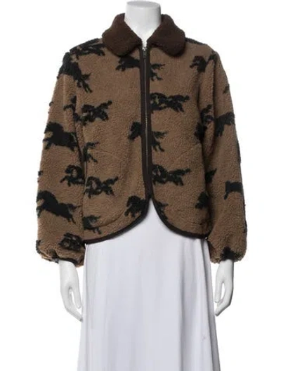Pre-owned The Great Animal Print Jacket In Brown
