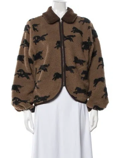 Pre-owned The Great Animal Print Jacket In Brown