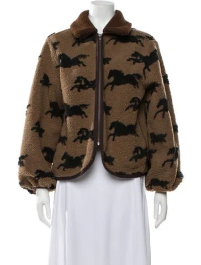 Pre-owned The Great Animal Print Jacket In Brown