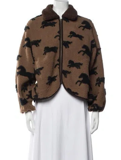 Pre-owned The Great Animal Print Jacket In Brown
