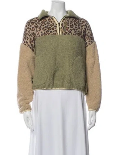 Pre-owned The Great Animal Print Jacket In Green