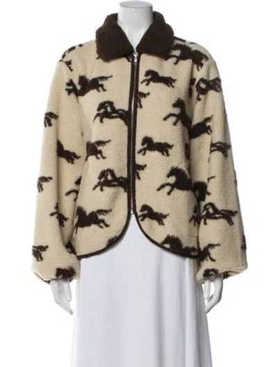 Pre-owned The Great Animal Print Jacket In Neutral