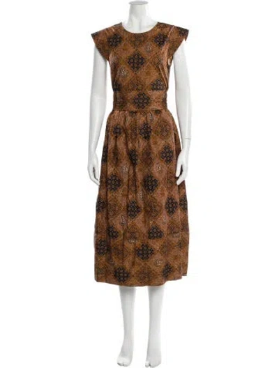 Pre-owned The Great Animal Print Long Dress In Brown