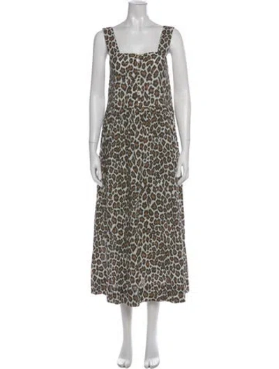 Pre-owned The Great Animal Print Long Dress In Neutral