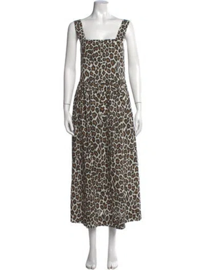 Pre-owned The Great Animal Print Long Dress In Neutrals