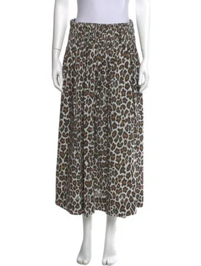 Pre-owned The Great Animal Print Midi Length Skirt In Neutral