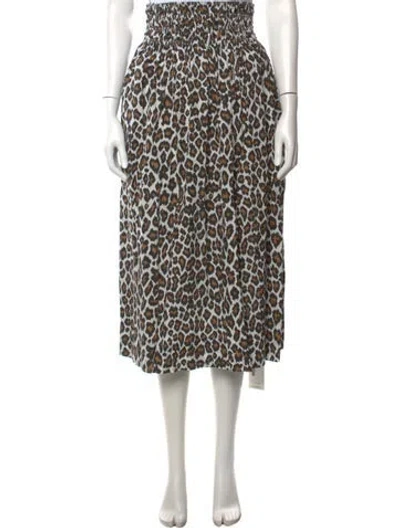 Pre-owned The Great Animal Print Midi Length Skirt In Neutrals